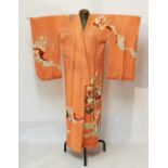 Japanese kimono or robe, decorated with stylised blossom