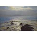 Arsene Chabanian (Armenian-French 1864-1949) - Oil on canvas - 'Moonlights, The Mediterranean Coast'
