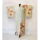 Japanese kimono or robe, decorated with floral sprays