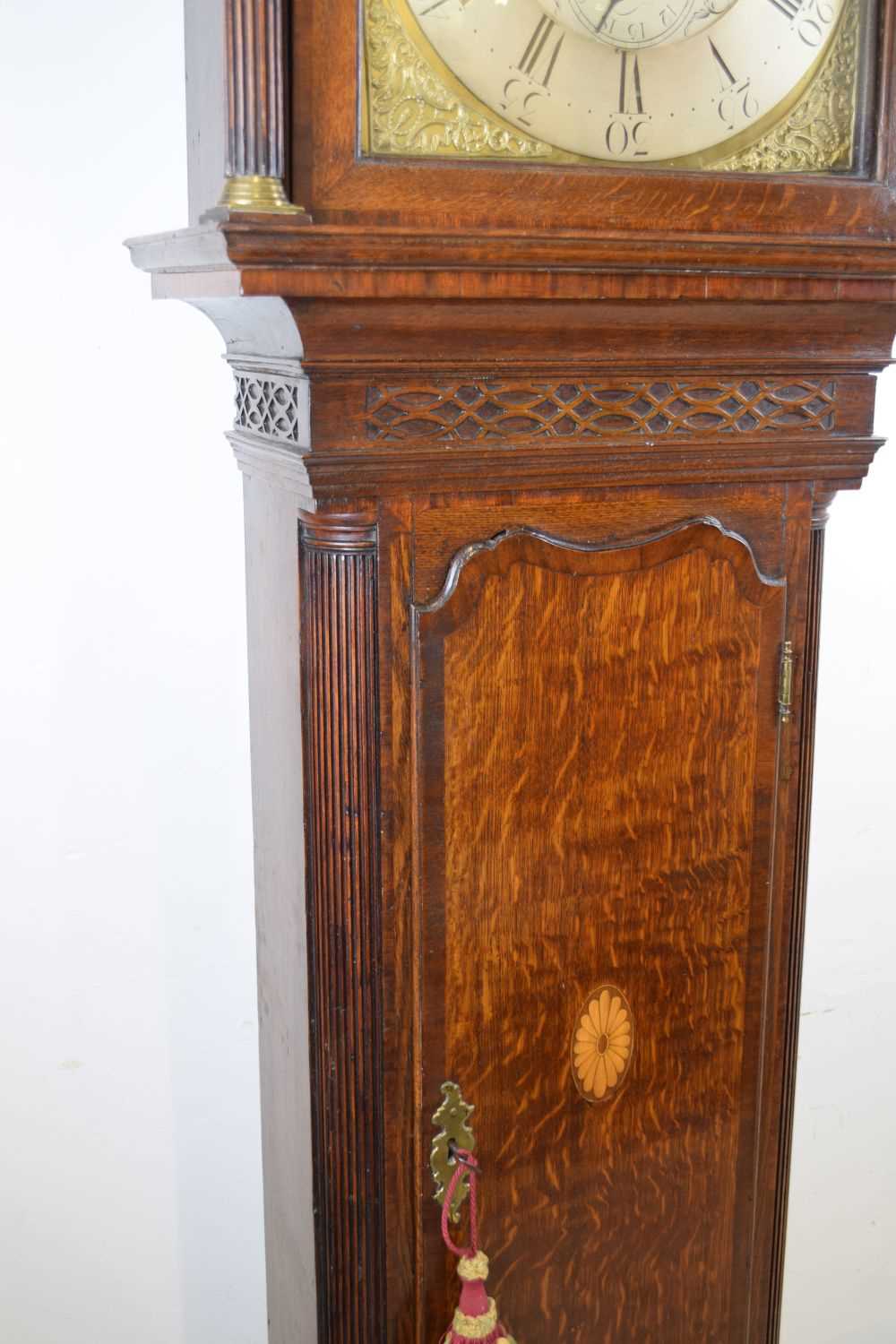 George III oak and mahogany-cased 8-day brass dial longcase clock Halifax - Image 6 of 10