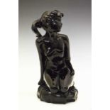 Livio Seguso dark blue glass female nude figure