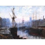 Charles France (Exh. 1887-1892) - Oil on board - St Mary's Quay, Bristol