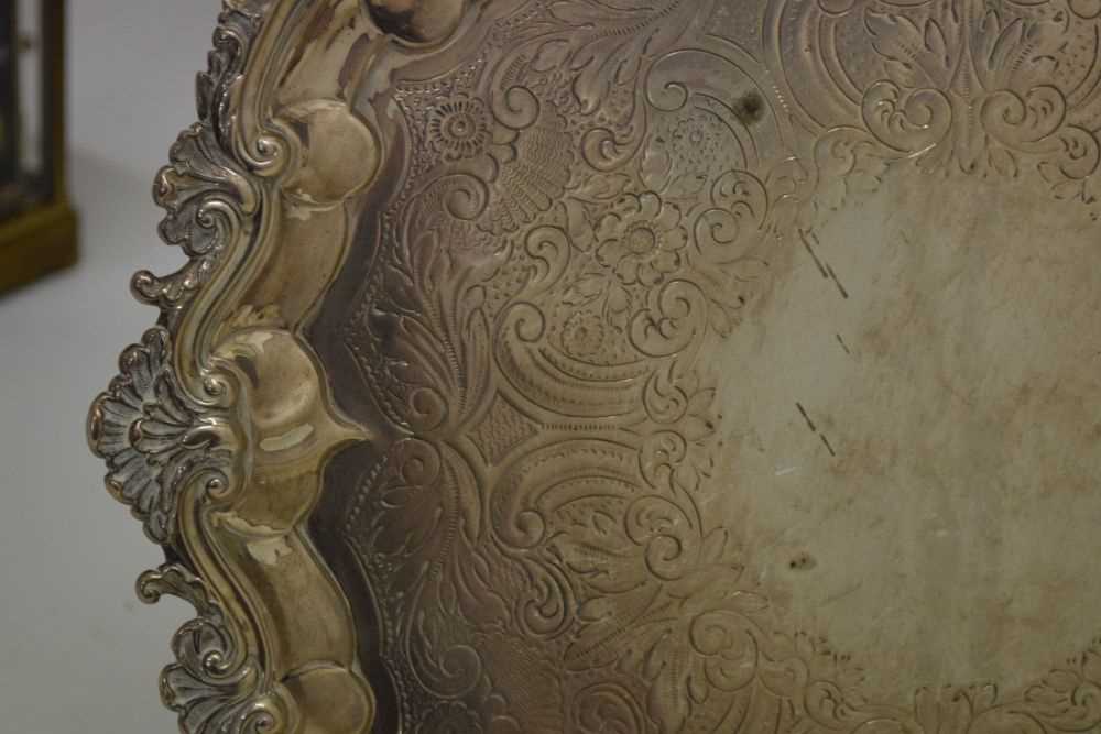 George III silver salver with raised acanthus leaf border - Image 5 of 9