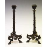 Pair of 19th Century bronze French Empire candlesticks