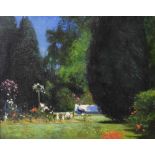 Charles Waldo Adin (British, 1854-1930) - Oil on canvas - Figure in garden