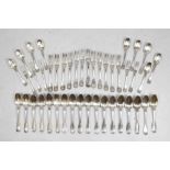 Matched set of late 19th Century French silver 'Shell, Fiddle and Thread' pattern flatware