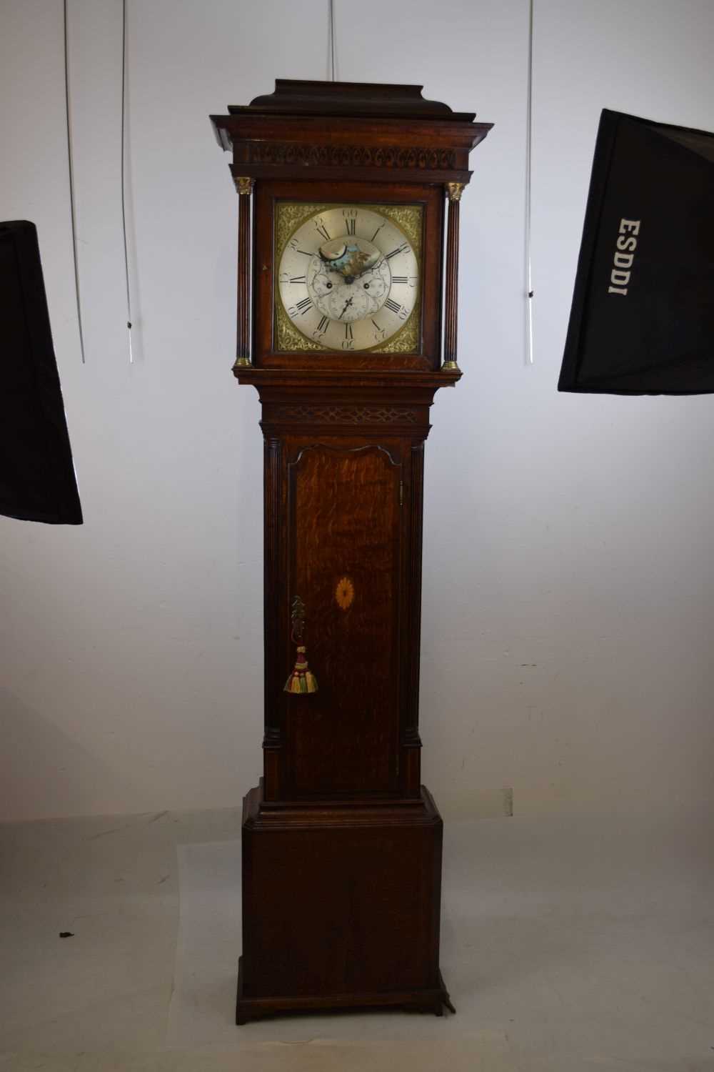 George III oak and mahogany-cased 8-day brass dial longcase clock Halifax - Image 2 of 10