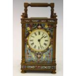 Late 19th Century French brass and champleve carriage timepiece