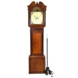 Second quarter 19th Century oak and mahogany-cased 8-day painted dial longcase clock