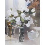 John Yardley (b.1933) - Watercolour - 'Petunias & Cafetiere'