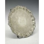 George III silver salver with raised acanthus leaf border