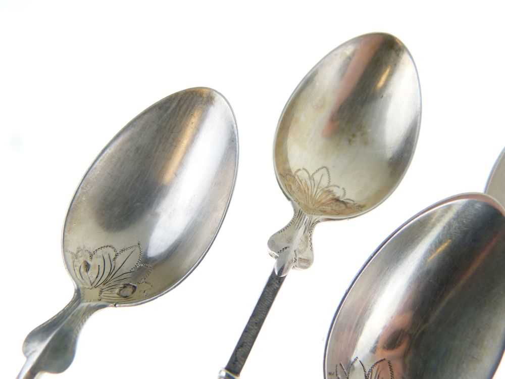 Set of ten late 19th Century French provincial silver teaspoons - Image 4 of 9