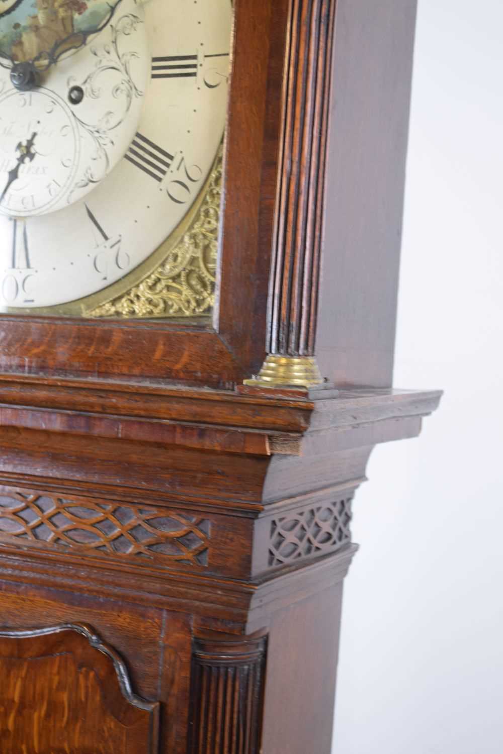 George III oak and mahogany-cased 8-day brass dial longcase clock Halifax - Image 4 of 10