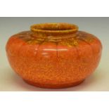 Pilkington's Royal Lancastrian orange glaze squat vase