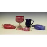 Nailsea Glass - Small collection of cranberry glass, etc.