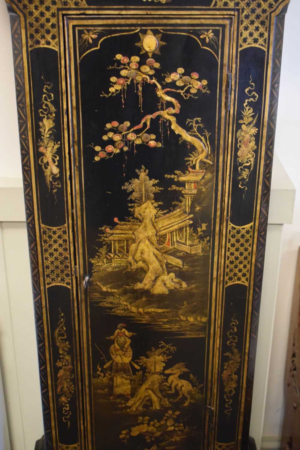 Scottish Interest - George III black-lacquered chinoiserie 8-day longcase clock - Image 10 of 12