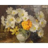 Edward Wesson (1910-1983) - Oil on board - Still life with flowers