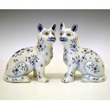 Pair of Galle style faience cats
