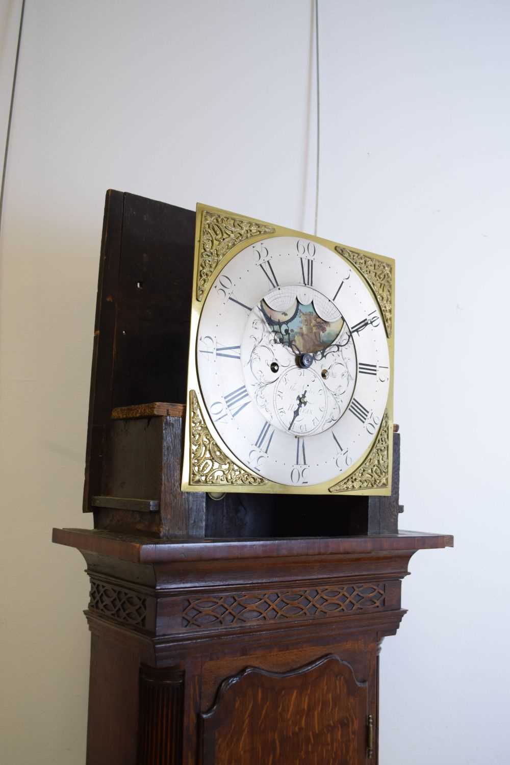 George III oak and mahogany-cased 8-day brass dial longcase clock Halifax - Image 7 of 10