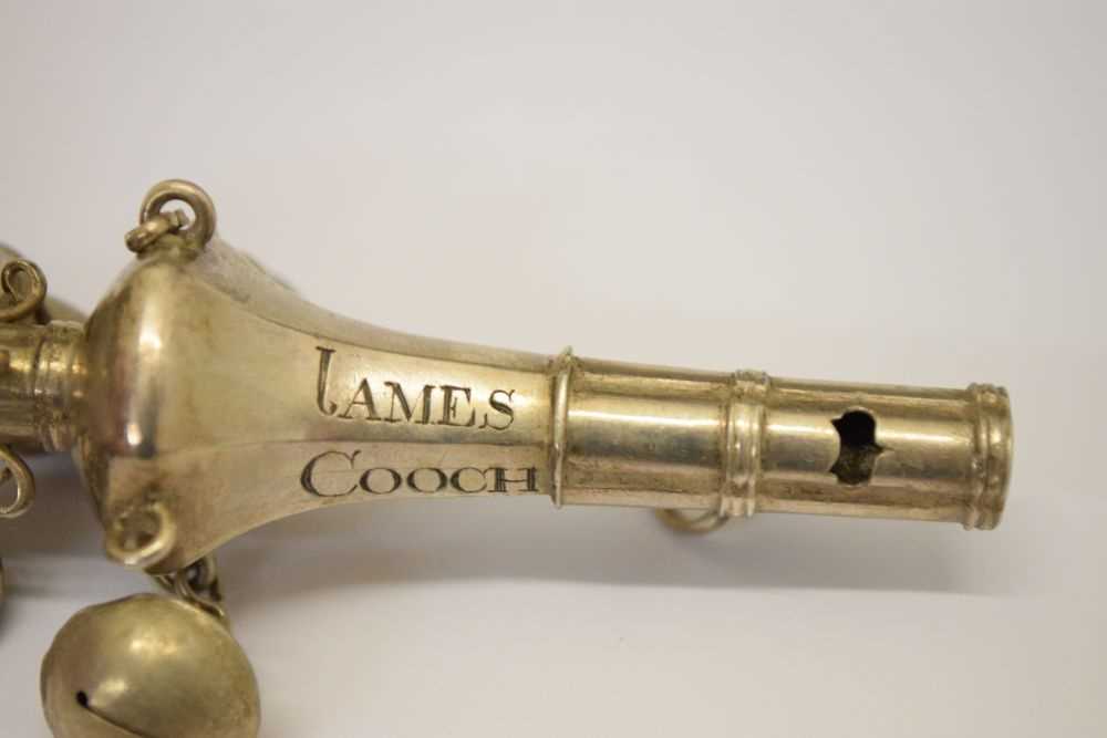 18th Century silver child's rattle and whistle with coral branch teether - Image 2 of 7