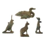 Four Egyptian carved green soapstone artefacts