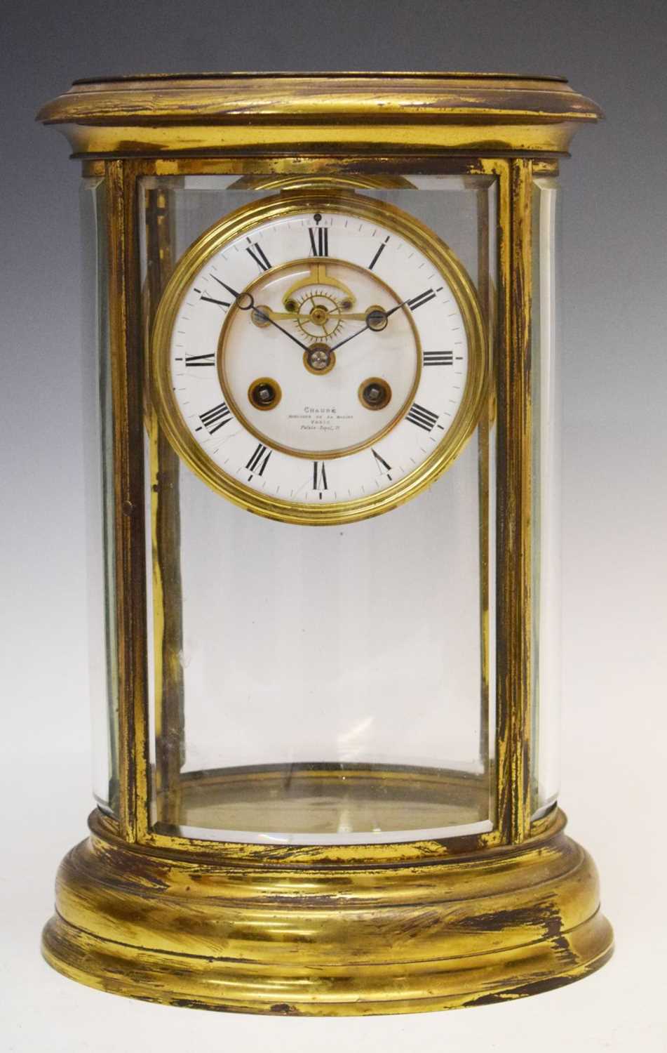 Large late 19th Century French oval four glass mantel clock