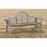 Lutyens style weathered teak garden bench