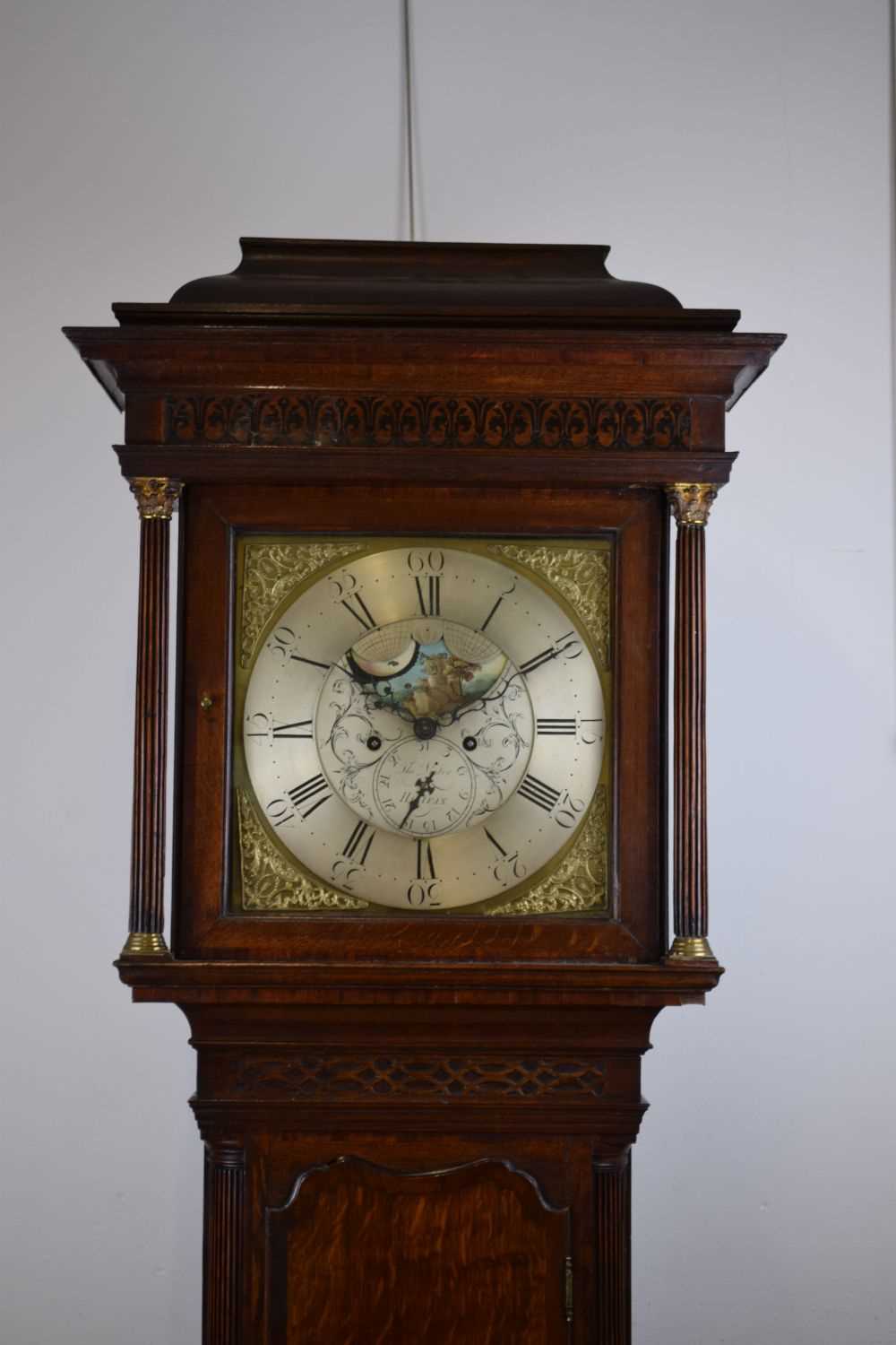 George III oak and mahogany-cased 8-day brass dial longcase clock Halifax - Image 10 of 10
