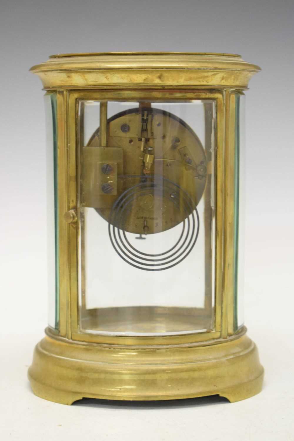 Late 19th or early 20th Century French oval four glass mantel clock - Image 3 of 5