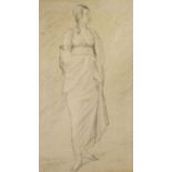 19th Century English School - Charcoal study of a young lady