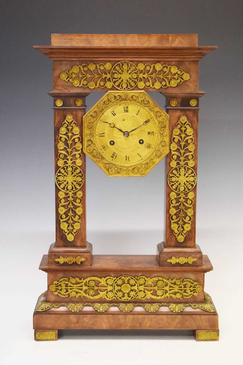 Early 19th Century French mahogany and ormolu-mounted mantel clock