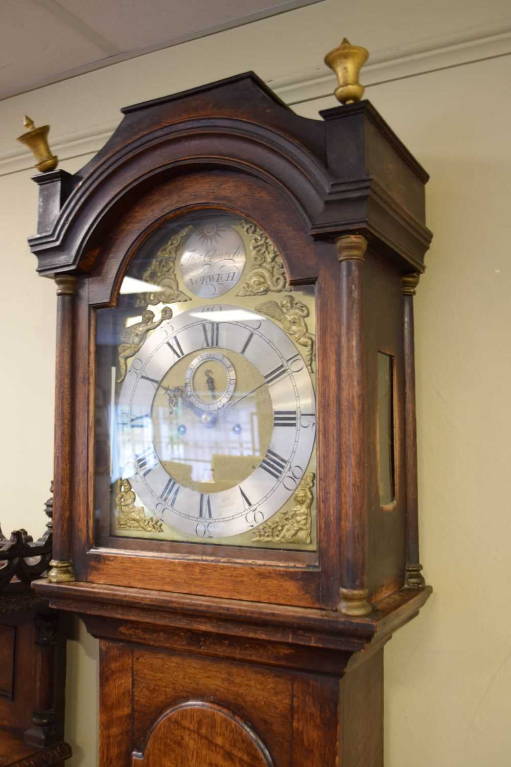George III oak-cased 8-day brass dial longcase clock, Thomas Church of Norwich - Image 15 of 16