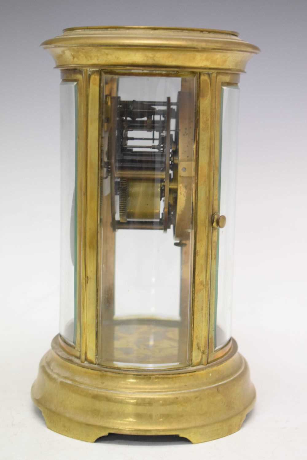 Late 19th or early 20th Century French oval four glass mantel clock - Image 2 of 5