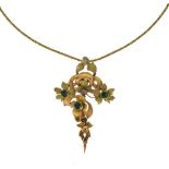 Victorian emerald and diamond set pendant