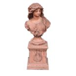 Composition terracotta-effect bust of Flora