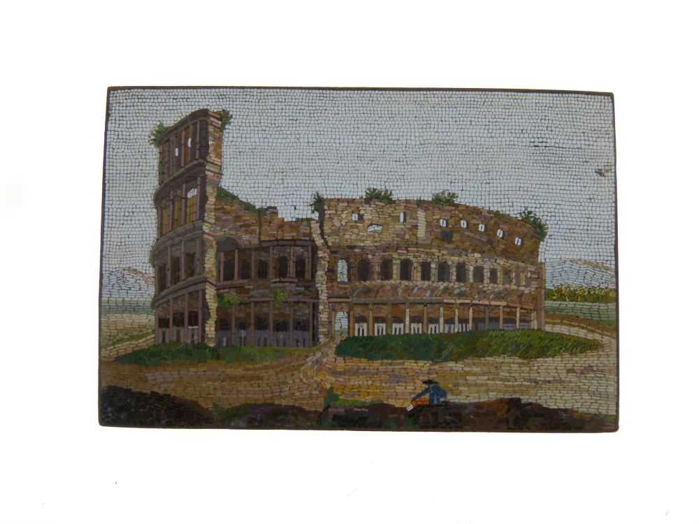 19th Century Italian 'Grand Tour' souvenir micromosaic panel - Image 7 of 7