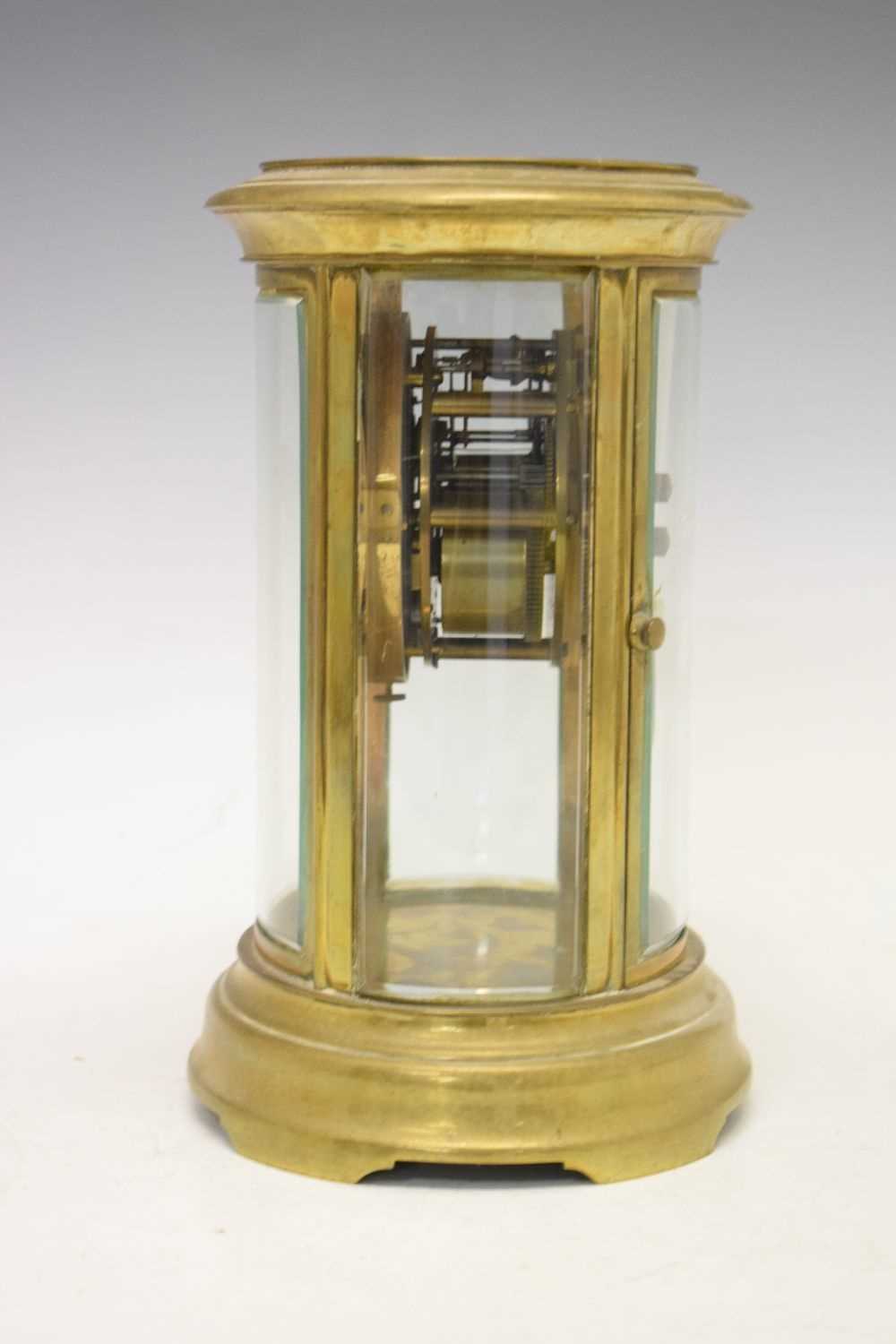 Late 19th or early 20th Century French oval four glass mantel clock - Image 4 of 5