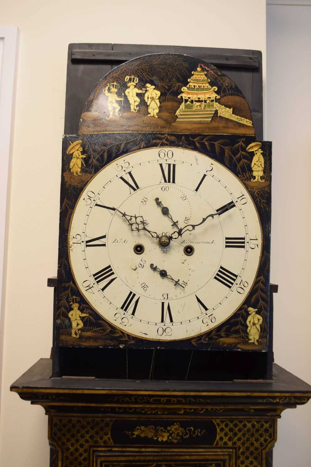 Scottish Interest - George III black-lacquered chinoiserie 8-day longcase clock - Image 7 of 12