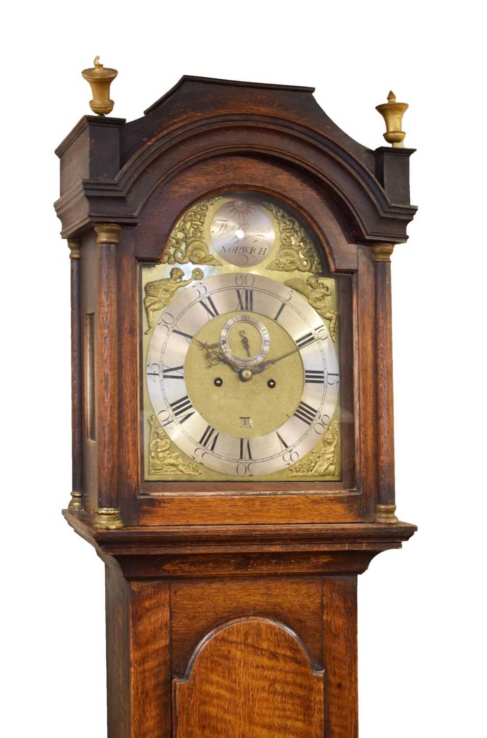 George III oak-cased 8-day brass dial longcase clock, Thomas Church of Norwich