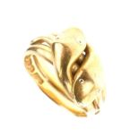 Late Victorian 18ct gold double serpent ring