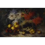 Late 19th Century English School - Oil on canvas - Still life with fruit,