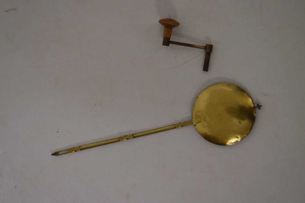 Early Victorian brass-inlaid mahogany-cased single-fusee drop-dial wall clock, Lamport, Plymouth - Image 7 of 7