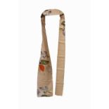 Japanese obi sash, decorated with stylised leaves and blossom
