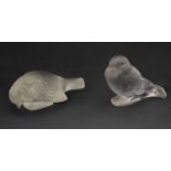 Two Rene Lalique 'Moineau' bird paperweights