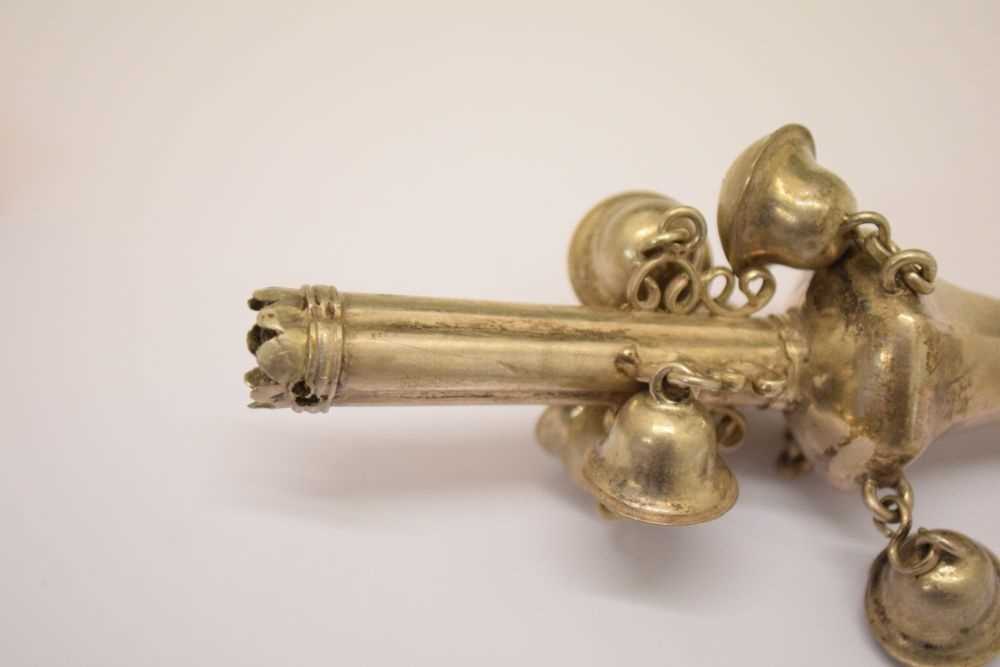 18th Century silver child's rattle and whistle with coral branch teether - Image 5 of 7