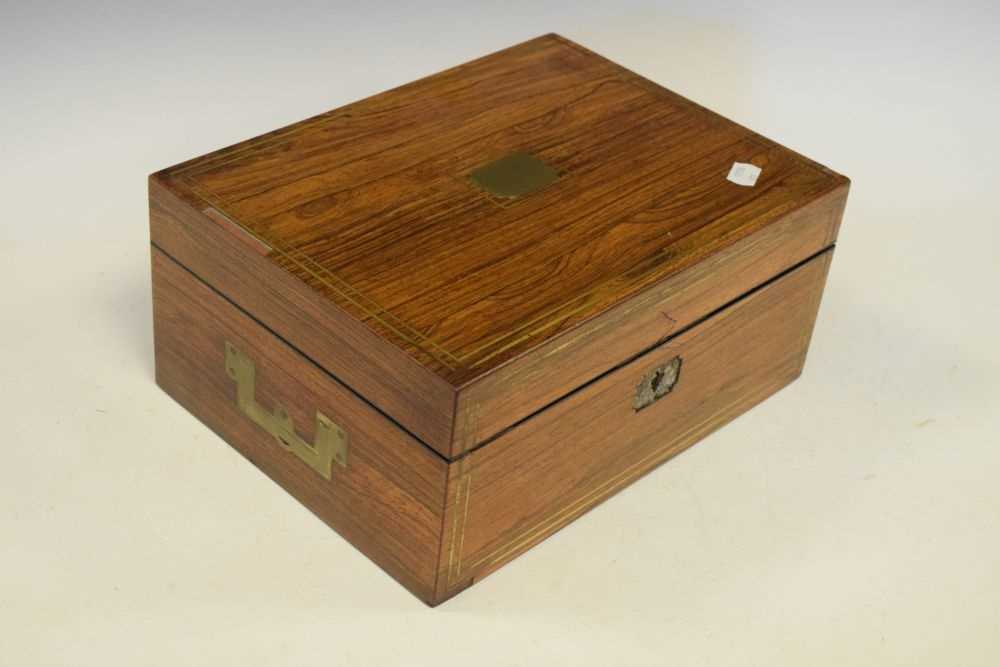 Early 19th Century rosewood and brass inlaid vanity box - Image 3 of 7