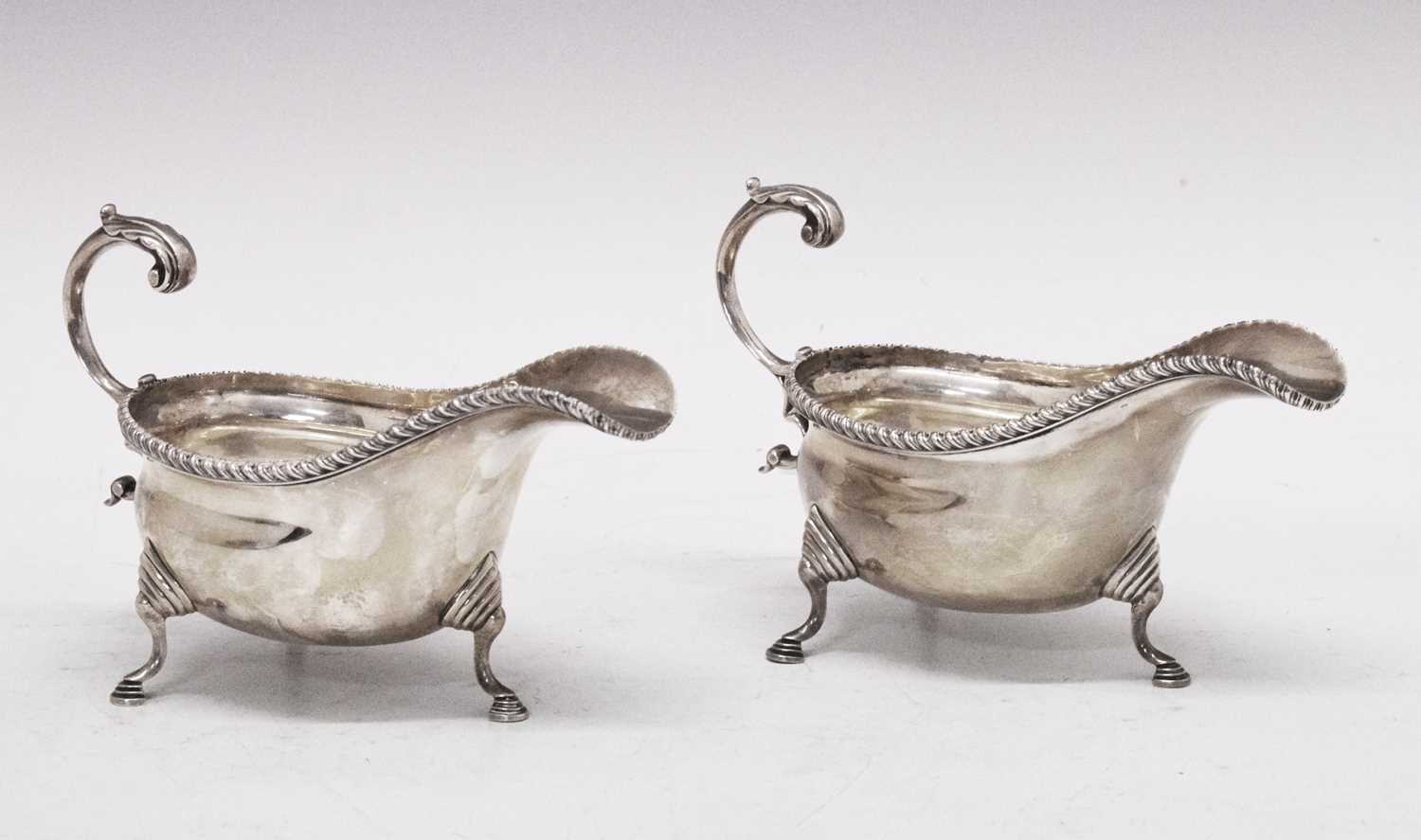 Pair George V silver sauceboats