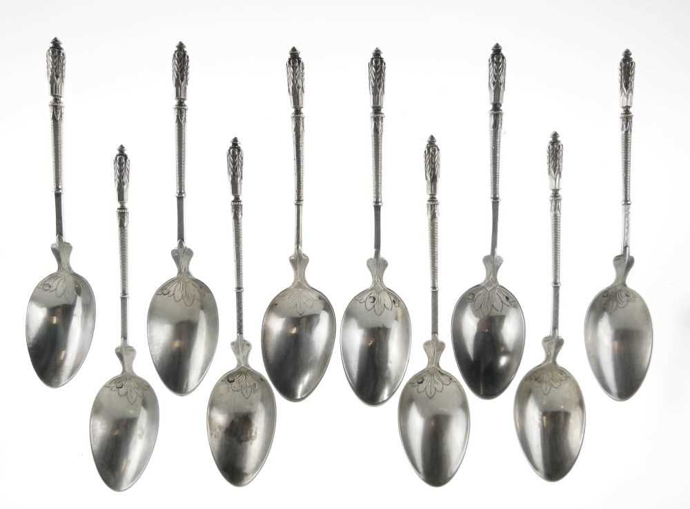 Set of ten late 19th Century French provincial silver teaspoons