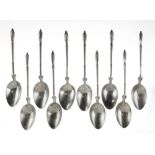 Set of ten late 19th Century French provincial silver teaspoons
