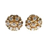 Pair of seven-stone diamond cluster ear studs